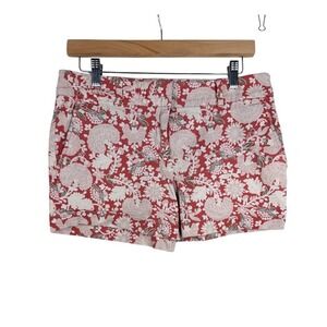 Loft Floral Print 4" Shorts size 6 Red/White